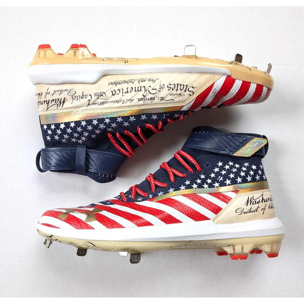Under Armour 3022231-601 Mens Size 13 Home Run Derby Bryce Harper Cleats US Flag
